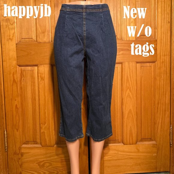 White Stag Pants - NWOT Vintage White Stag Stretch Denim Pull On Capri Pants Women's Size L